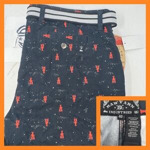 Raw Yarn Industries NYC Men's‎ Black Lobster Print Shorts Size 40 Belted